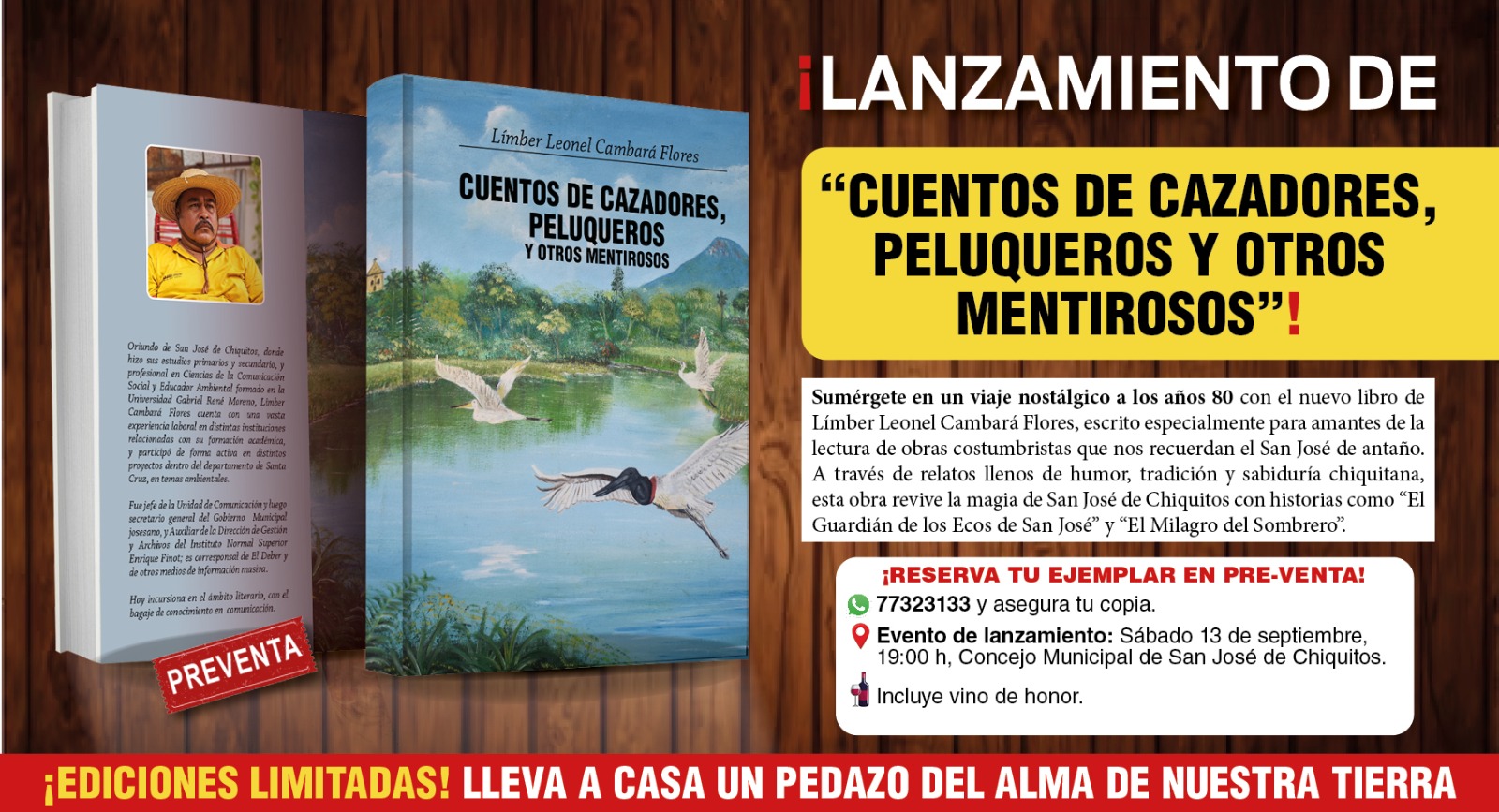 Lee más sobre el artículo Limber Cambara Flores lanzará su libro Cuentos de Peluqueros, Cazadores y otros mentirosos
